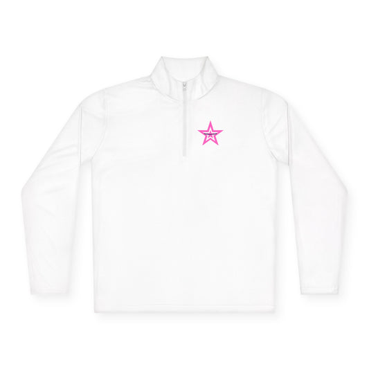 Trendy Unisex Quarter-Zip Pullover with Pink Star Design