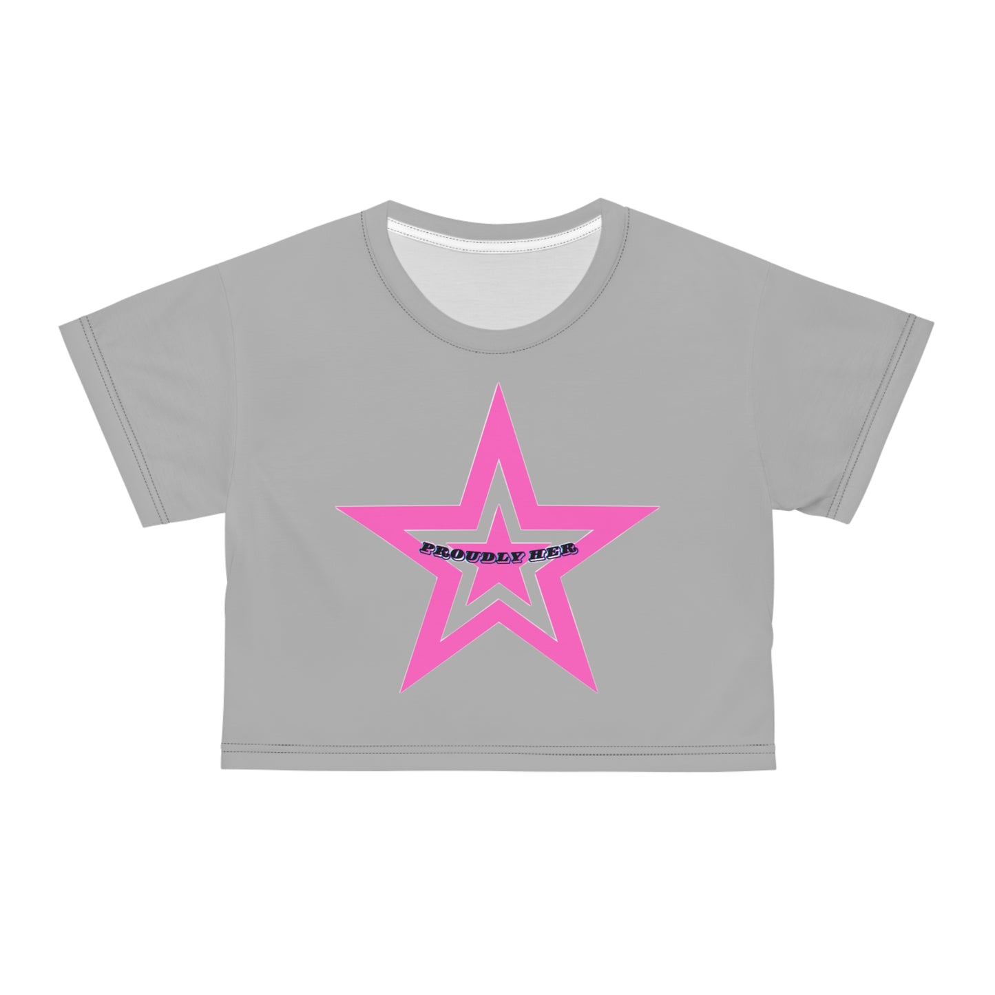 Proudly HER Pink Star Crop Tee | Trendy Women's Shirt for Self-Expression