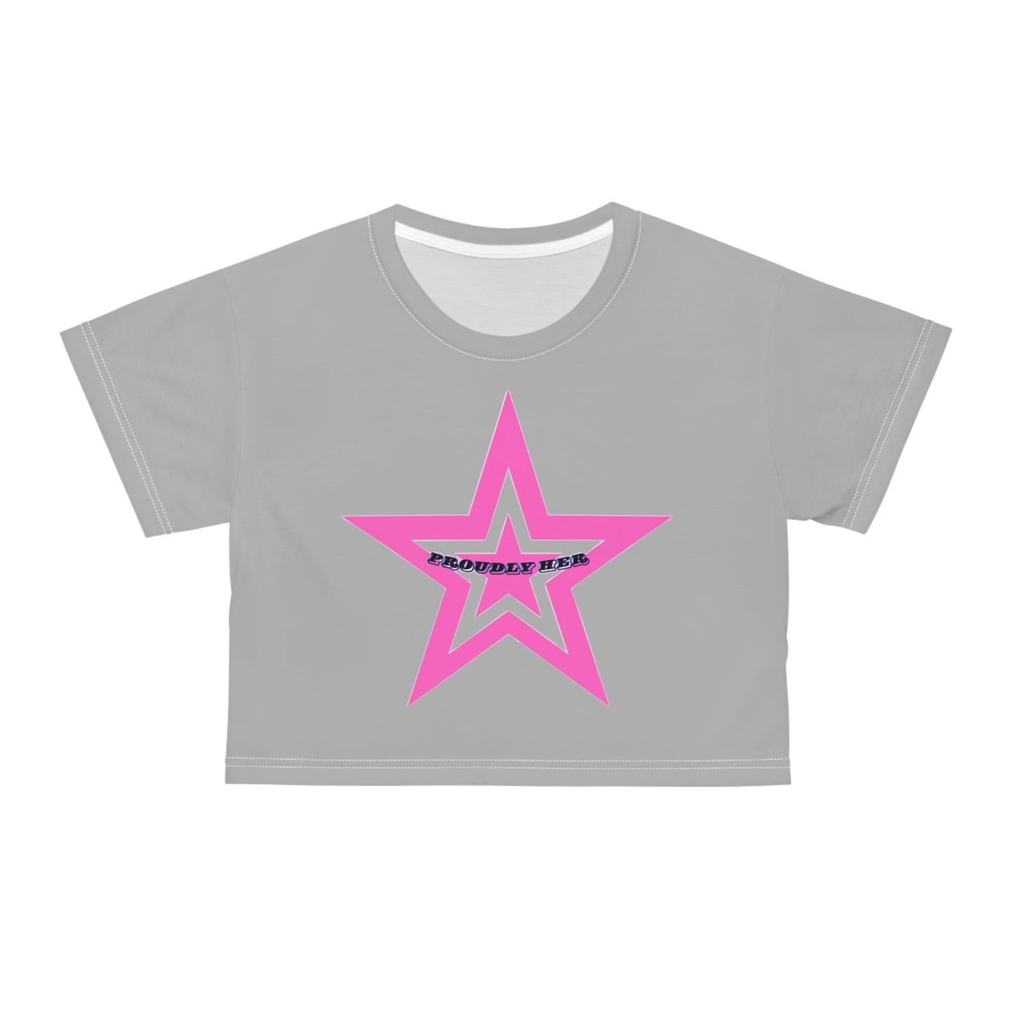 Proudly HER Pink Star Crop Tee | Trendy Women's Shirt for Self-Expression