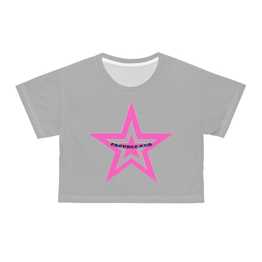 Proudly HER Pink Star Crop Tee | Trendy Women's Shirt for Self-Expression